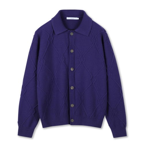 [SHIRTER] Logo Pattern Polo Cardigan (Purple)