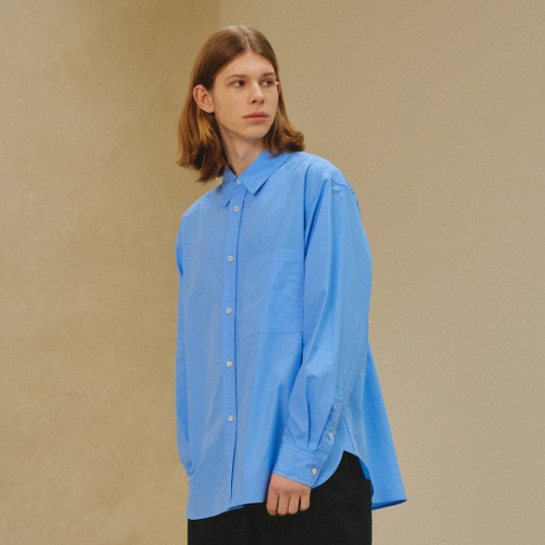[ART IF ACTS] NEW SOLID POCKET SHIRT (SAX BLUE)