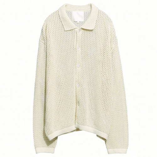 [YEAh] NETTED COLLAR CARDIGAN (NATURAL)