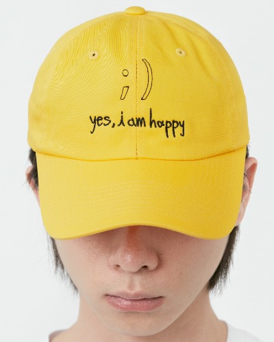 [TYPING MISTAKE] YES,I&#039;M HAPPY EMBROIDERY BALL CAP (YELLOW)