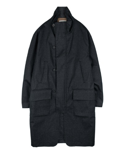 [STILL BY HAND] 3-LAYER STAND COLLAR COAT (CHARCOAL)
