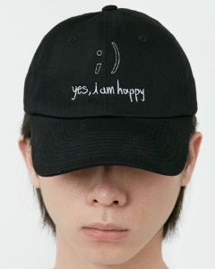 [TYPING MISTAKE] YES,I&#039;M HAPPY EMBROIDERY BALL CAP (BLACK)