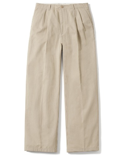 [POTTERY] TWO PLEATED WIDE CHINO PANTS (LIGHT BEIGE)