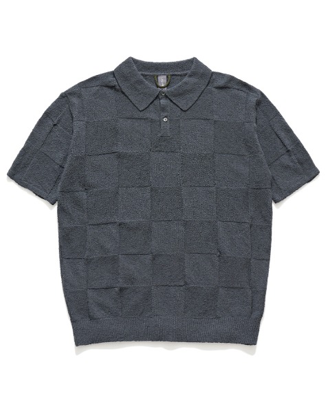 [UNAFFECTED] KNITTED POLO SHIRT (CHARCOAL BLUE)