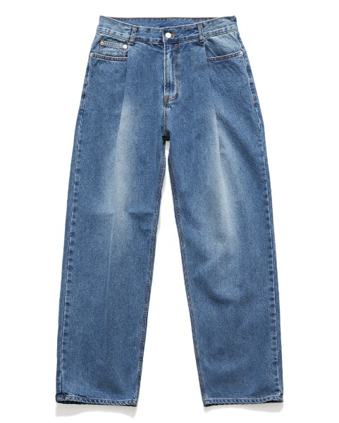 [UNAFFECTED] ONE TUCK WIDE DENIM (MIDDLE BLUE)