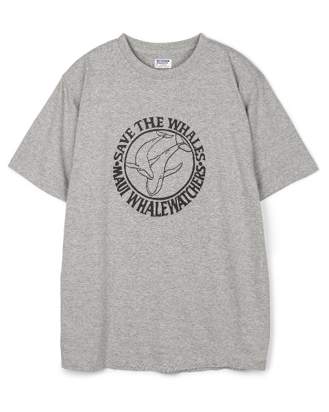 [DUBBLEWORKS] PRINTED TEE SAVE THE WHALES (HEATHER GREY)