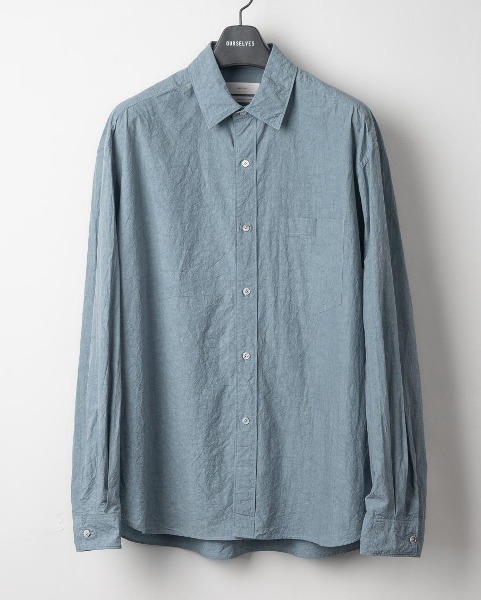 [OURSELVES] TEXTURE TYPEWRITER RELAXED SHIRTS (BLUE)