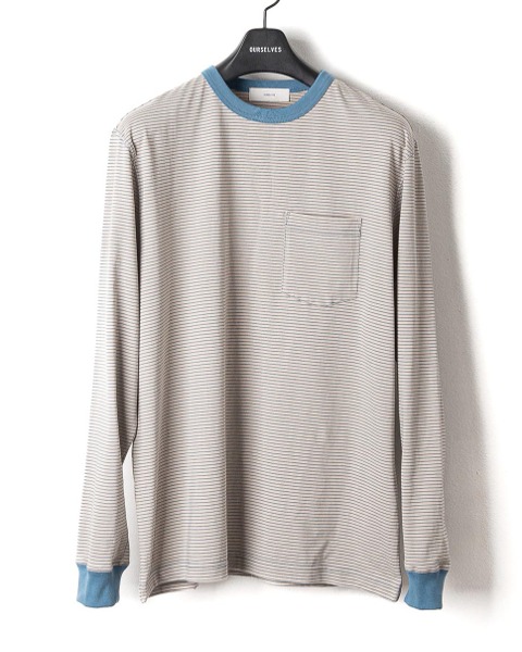 [OURSELVES] ORGANIC COTTON STRIPE LONG SLEEVE (TURQUOISE)