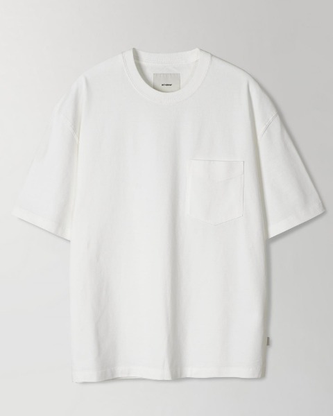 [INTHERAW] GARMENT WASHED POCKET T (OFF WHITE)