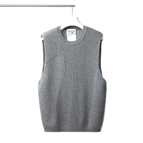 [TYPING MISTAKE] Texture Mixed Knit Vest (Grey)