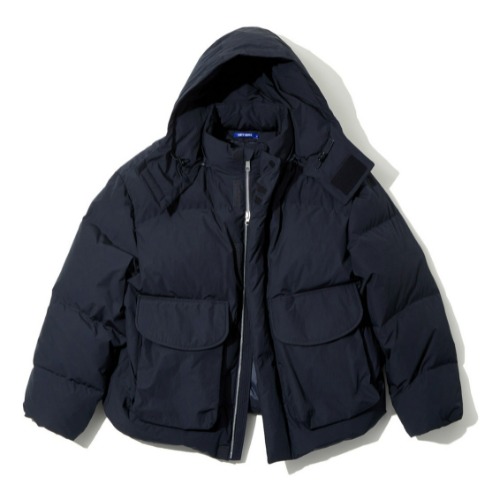 [NEITHERS] Goose Down Detachable Hooded Jacket (Dark Navy)