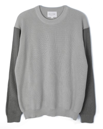 [STILL BY HAND] BICOLOUR PULLOVER KNIT (GREY)