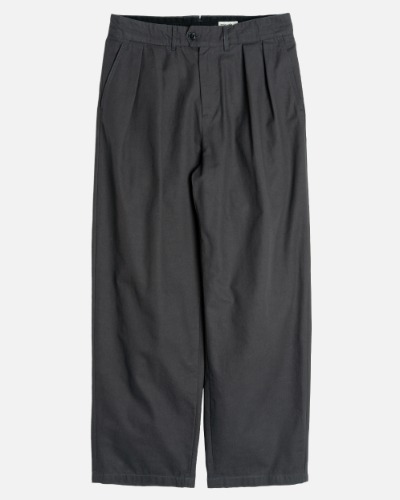 [ROUGH SIDE] 2TUCK WIDE PANTS (CHARCOAL)