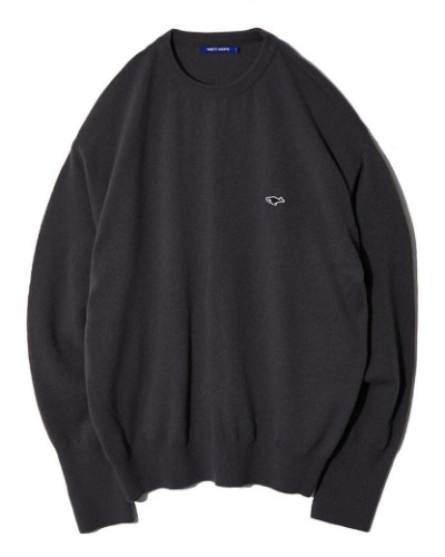 [NEITHERS] BASIC MERINO WOOL KNITTED SWEATER (CHARCOAL GREY)