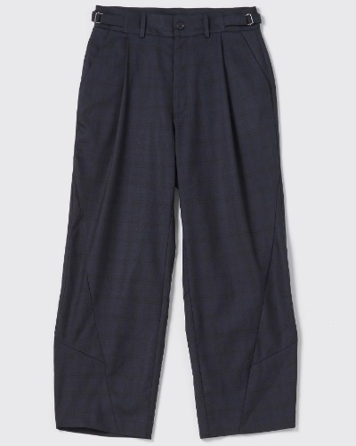 [HATCHINGROOM] TRIANGLE TROUSERS (NAVY CHECK WOOL)