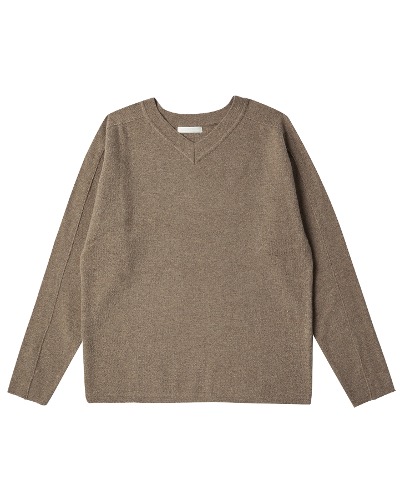[WORTHWHILE MOVEMENT] STRUCTURED MILANO V-NECK SWEATER (BROWN)
