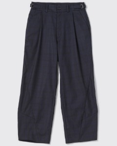 [HATCHINGROOM] TRIANGLE TROUSERS (NAVY CHECK WOOL)