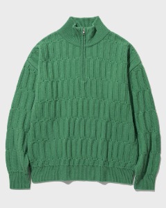 [SHIRTER] HALF ZIP-UP CABLE KNIT (PALE GREEN)