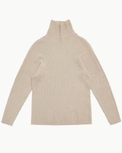 [AMOMENTO] RIBBED TURTLE PULLOVER (GREY BEIGE)