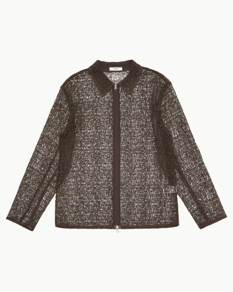 [AMOMENTO] LACE ZIP-UP SHIRTS (BROWN)