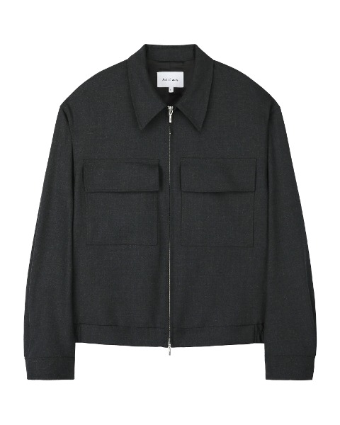[ART IF ACTS] CONTRAST WOOL BLOUSON (CHARCOAL)