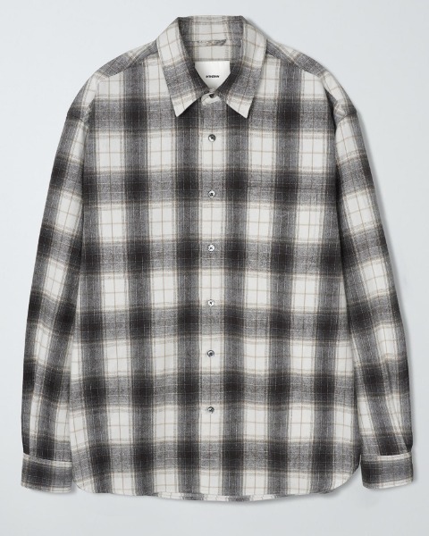 [INTHERAW] SHAGGY FLANNEL CHECKED SHIRT (BROWN)