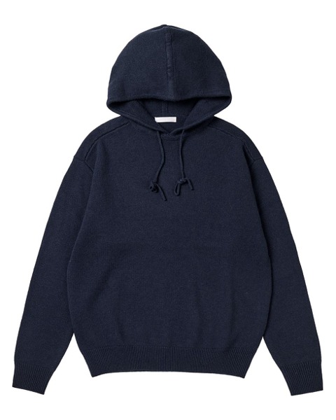[WORTHWHILE MOVEMENT] COMFY KNIT HOODIE (NAVY)