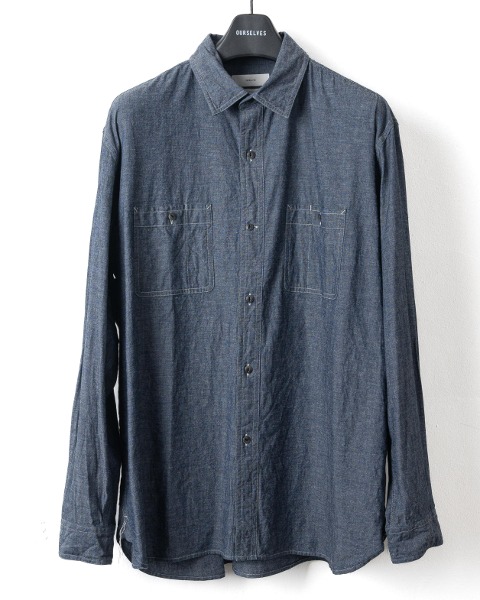 [OURSELVES] CHAMBRAY RELAXED WORK SHIRTS (DARK INDIGO)