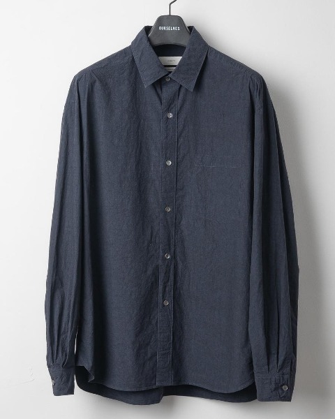 [OURSELVES] TEXTURE TYPEWRITER RELAXED SHIRTS (NAVY)