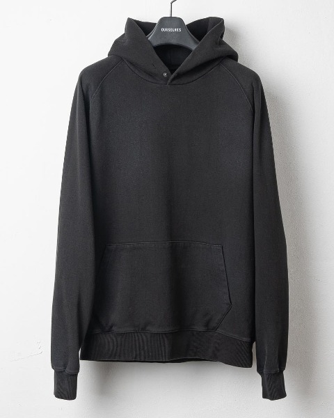 [OURSELVES] WASHED COTTON HOODED SWEAT SHIRTS (BLACK)