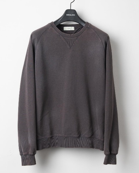 [OURSELVES] WASHED COTTON SWEAT SHIRTS (MUD CHARCOAL)