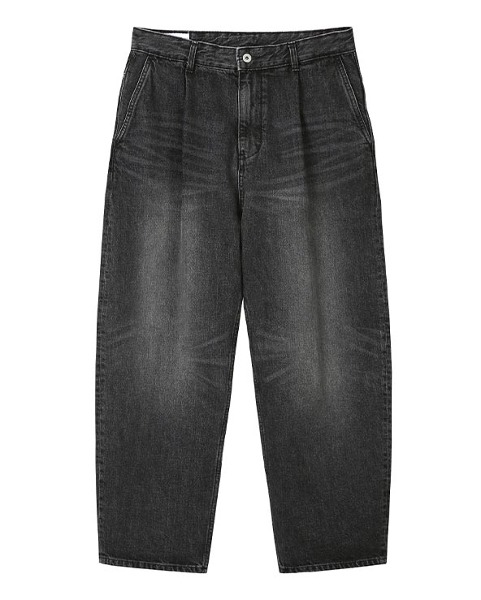 [ART IF ACTS] ONE TUCK CURVE DENIM PANTS (FADED BLACK)